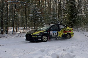 Antoine L’Estage and his navigator Nathalie Richard en route to their  2013 Sno*Drift win.