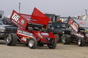 Hannigan readies himself for opening night at Attica Raceway Park in his new Amanti Racing ride.