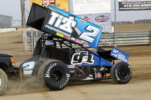 Dale Blaney gets pushed off in his no.2 UNOH All Star Sprinter