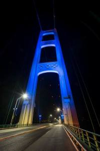 As part of the event, the Mighty Mac was illuminated in Penske blue. (Photo: MDOT)