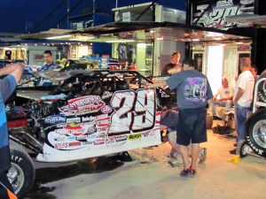 Darrell Lanigan's no.29 machine was definitely worse for wear after his 1st lap wreck.