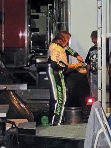 Scott Bloomquist held himself to his "No Weak Links" motto as he prepped his own tires just before the A-Main.
