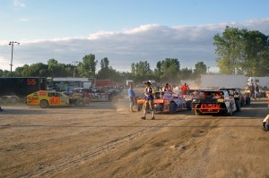 The CMS Pit area is always busy with full fields of cars in each division.