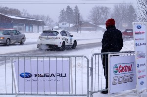 Pure Michigan - Pure Racing:  Jeffrey Reamer & Jeremy Jankowske drive their no.331 into traffic on their way to stage no.1 on a cold Friday at Sno*Drift.